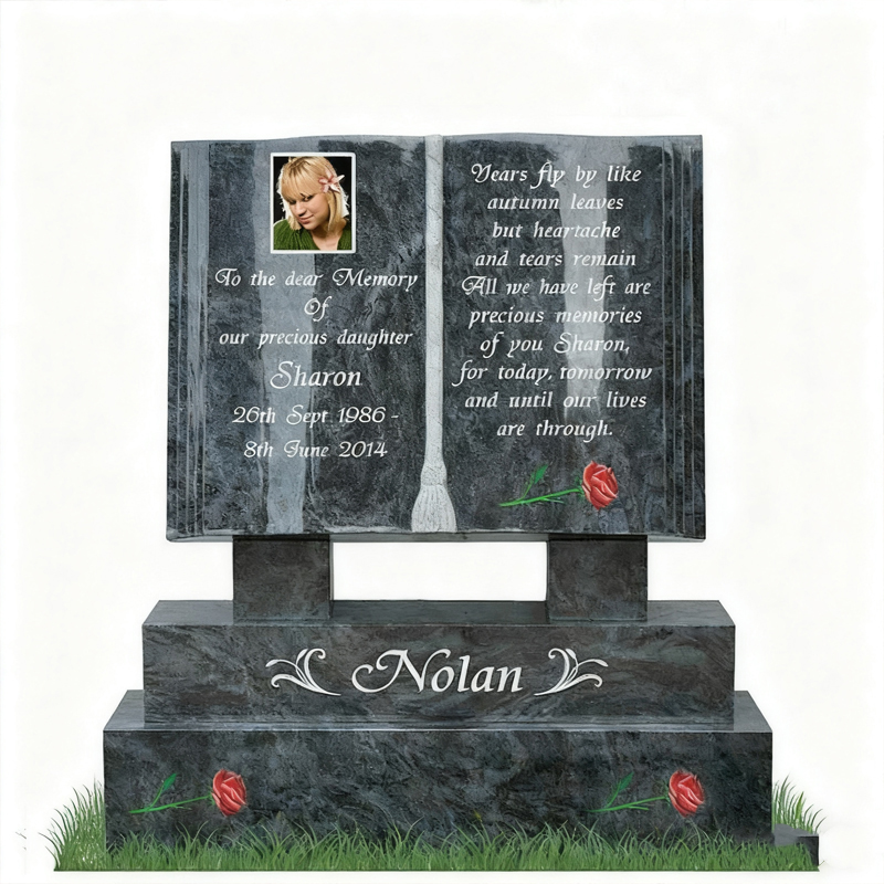 شاهد قبر تذكاري من الجرانيت على شكل كتاب