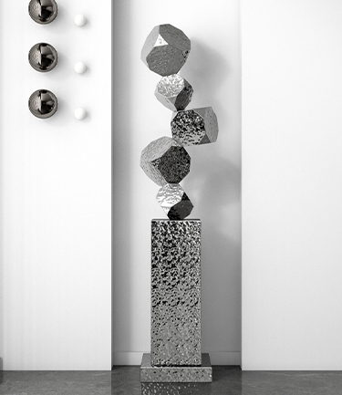 ما هي بعض التوصيات المادية لوضع المنحوتات الفنية داخل مركز التسوق؟